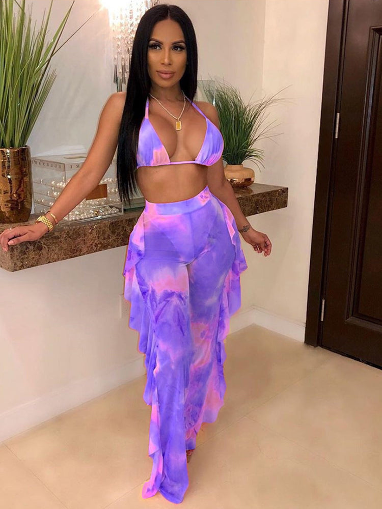 Ruffle Mesh Pants