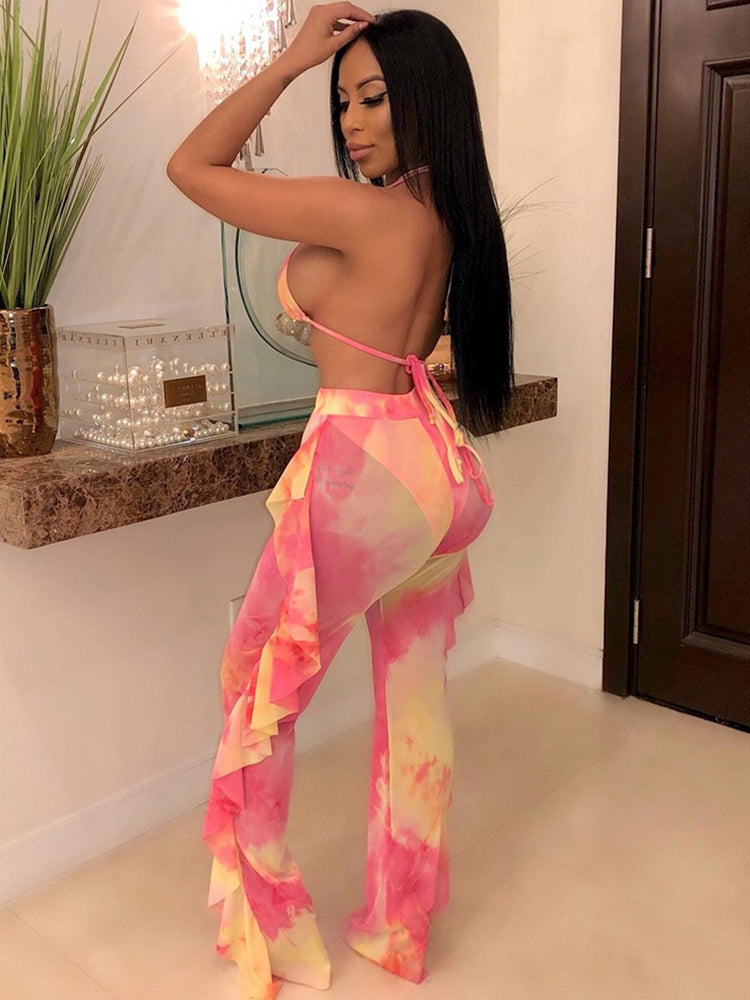 Ruffle Mesh Pants