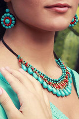 Kallaite Beads Tassels Necklace