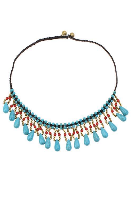 Kallaite Beads Tassels Necklace