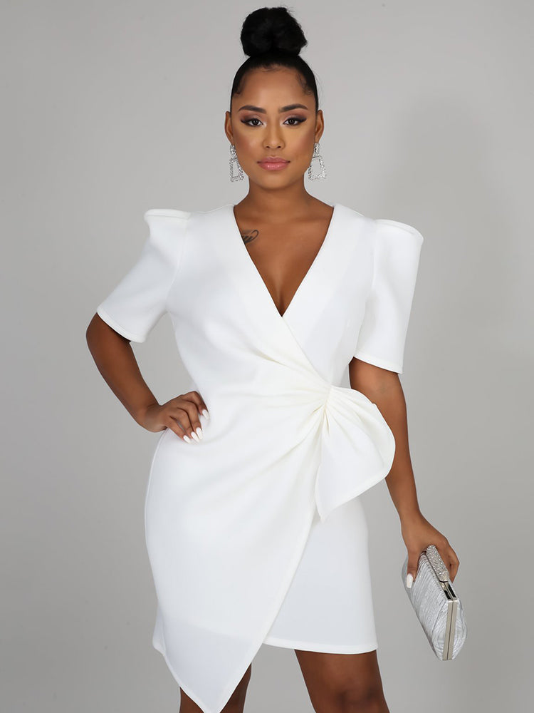 V Neck Ruffle Midi Dresses