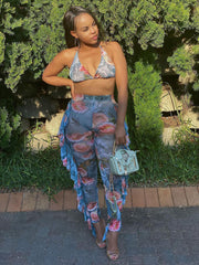 Ruffle Mesh Pants