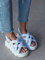 Velcro Cross Strap Platform Sandals