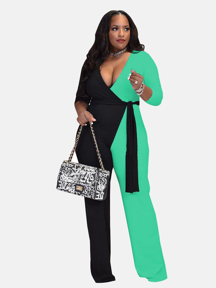 Split Joint V Neck Jumpsuit