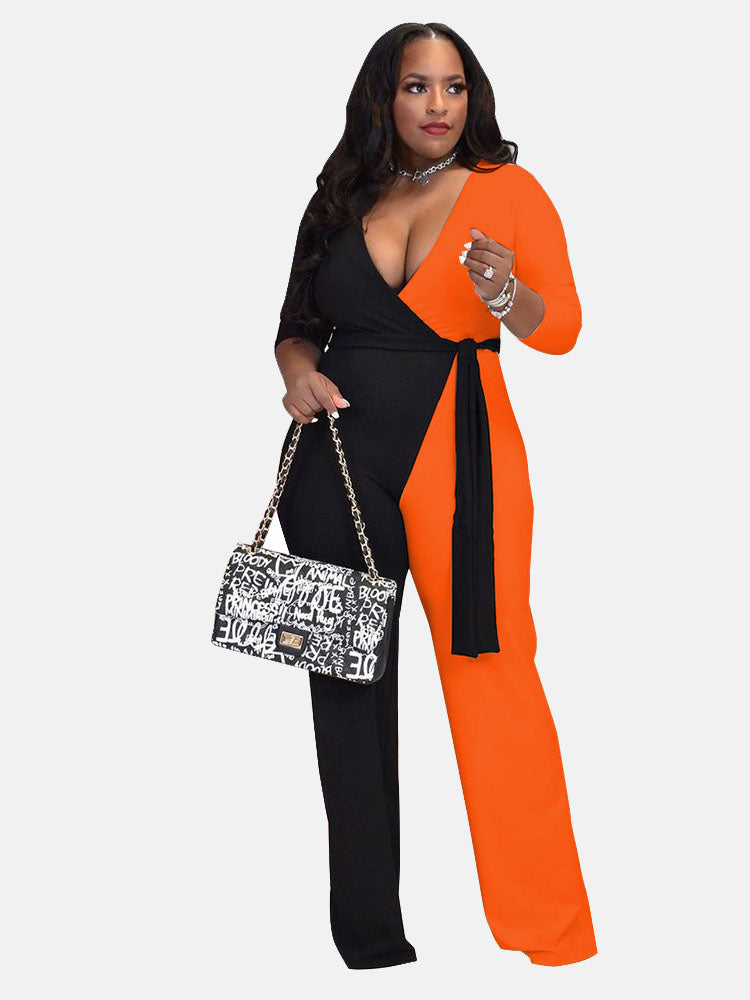 Split Joint V Neck Jumpsuit