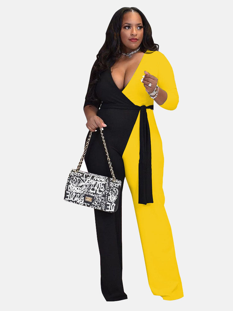 Split Joint V Neck Jumpsuit
