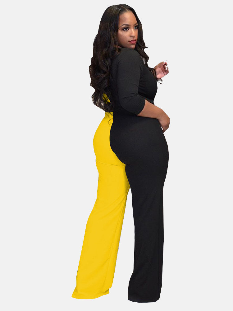 Split Joint V Neck Jumpsuit