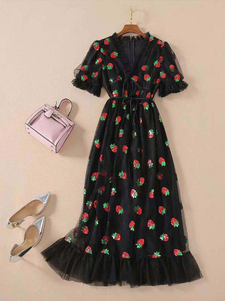 Strawberry Sequin Sweet Dresses