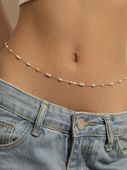 Faux Pearl Embellished Belly Chain