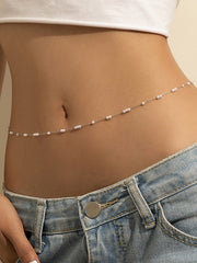 Faux Pearl Embellished Belly Chain