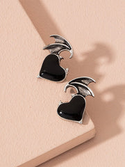 Devil Wing Heart Pendant Earrings