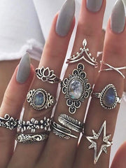 11pcs Vintage Mixed Pattern Ring Set