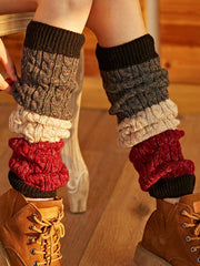 Color Block Cable Knit Leg Warmer