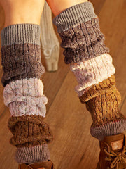 Color Block Cable Knit Leg Warmer