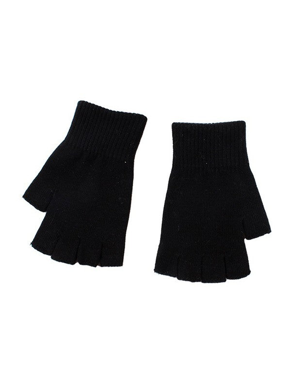 Solid Color Knitted Half Finger Gloves