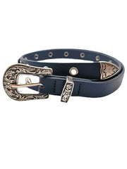 Pu Leather Eyelet Carved Buckle Belt