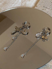Cross Pendant Zircon Tassel Hoop Earrings