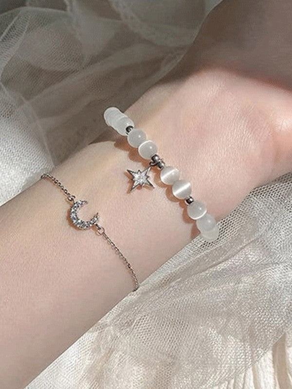 2pcs Faux Star Moon Friendship Bracelet Set