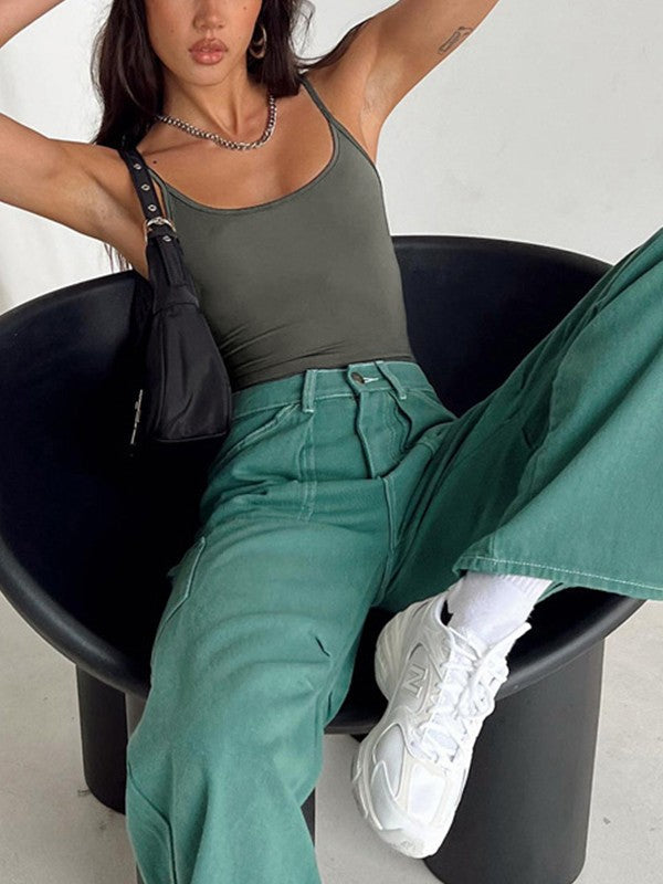 Solid Color Sleeveless Bodysuit