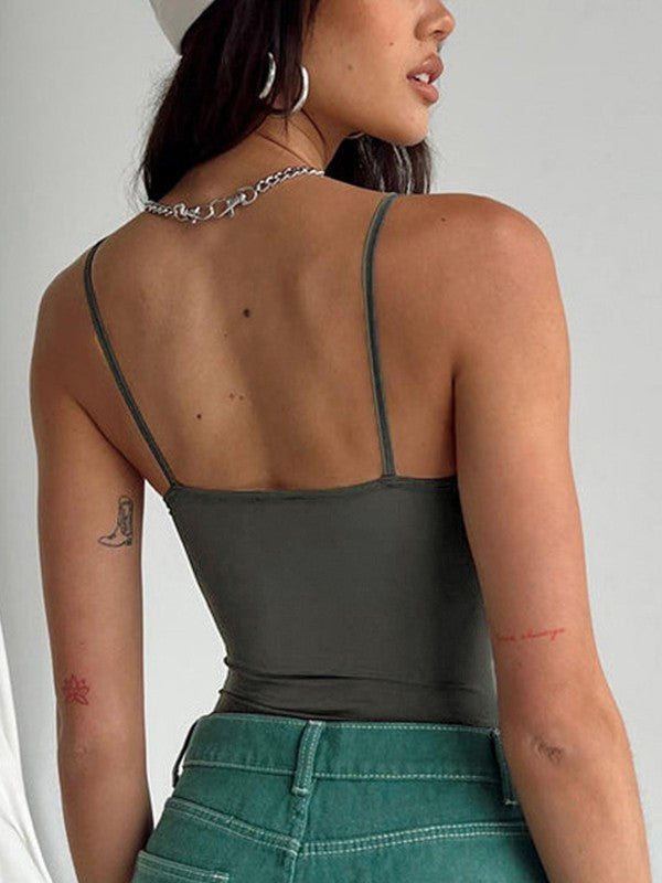 Solid Color Sleeveless Bodysuit