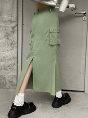 Back Split Mermaid Long Cargo Skirt