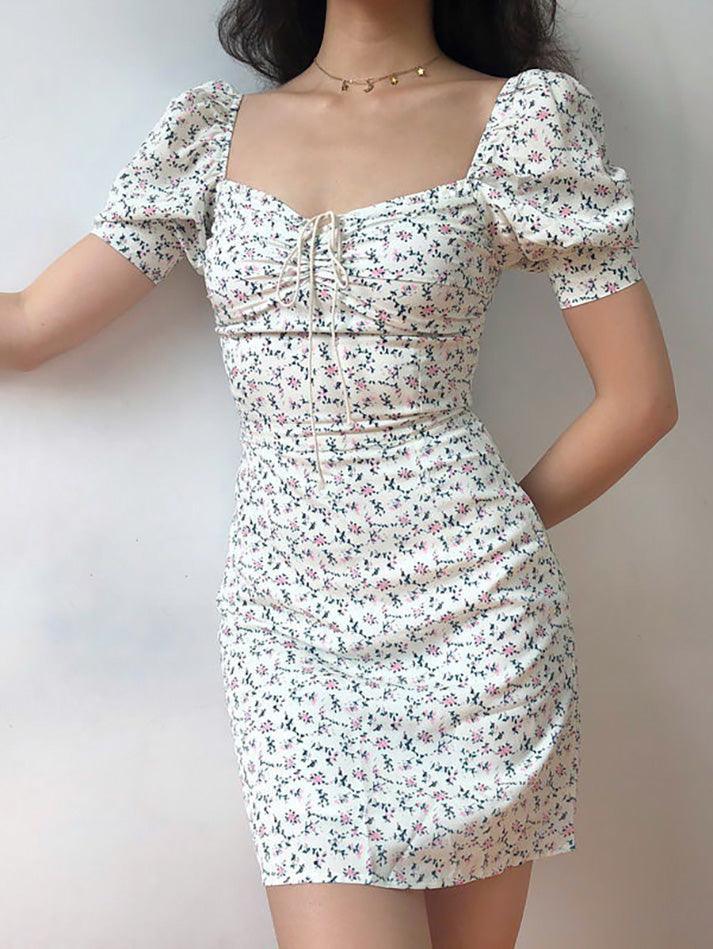 Ditsy Floral Short-Sleeve Mini Dresses