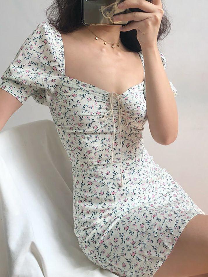 Ditsy Floral Short-Sleeve Mini Dresses