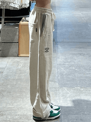 Embroidered Straight Leg Casual Sweatpants