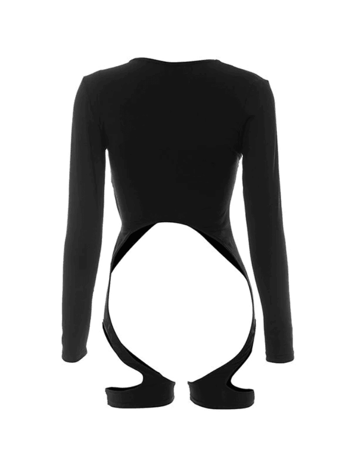 Exposing Cutout Long Sleeve Bodysuit