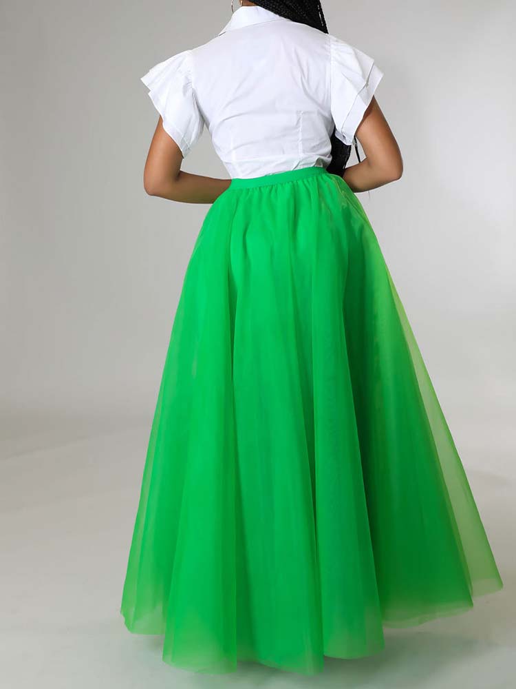 High Waist Solid Color Skirt