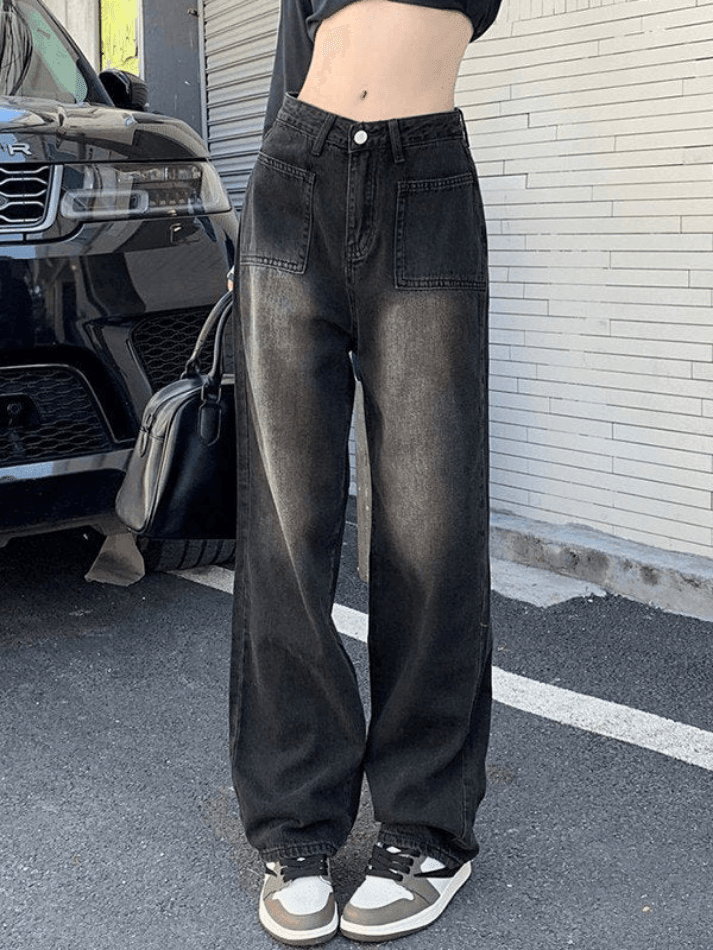 Faded Wash Vintage Straight Cargo Jeans