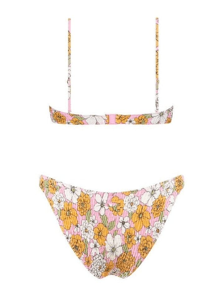 Floral Print Smocked Bikini Set