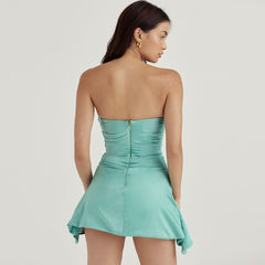 Strapless Corset Party Mini Dresses - Aquamarine