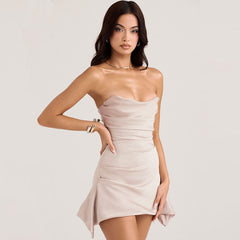 Strapless Corset Party Mini Dresses - Champagne
