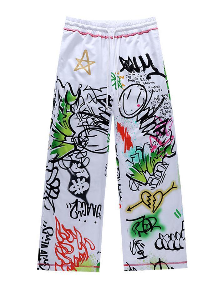 Graffiti Print Slouchy Sweat Pants