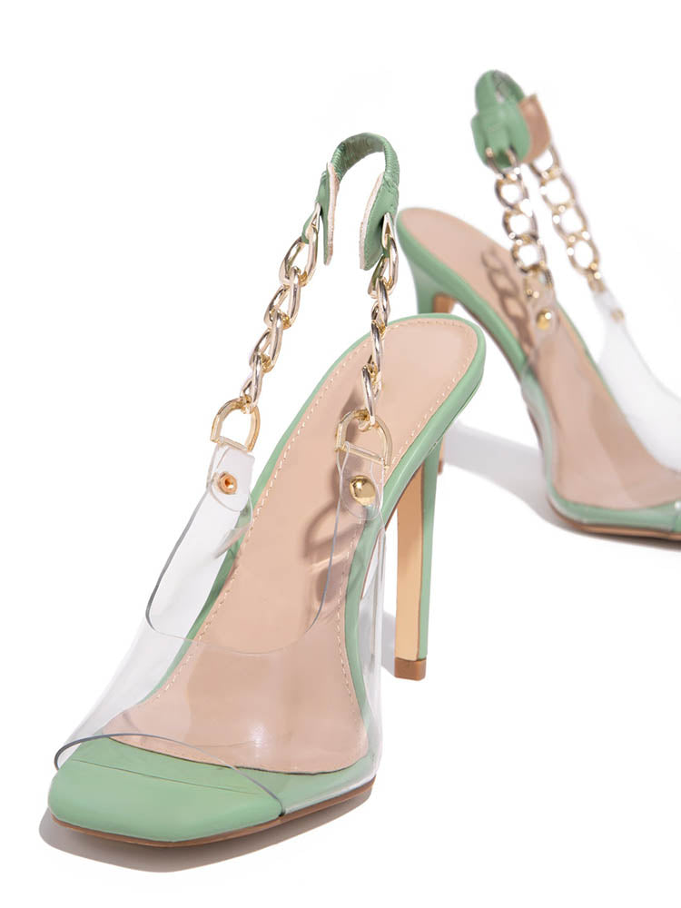 Clear Chain Slingback Heel