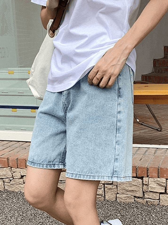 High Waist Straight Leg Denim Shorts