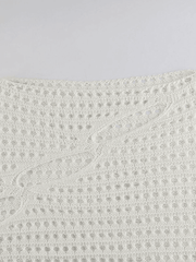 Hollow Out Long Sleeve Knit Crop Top