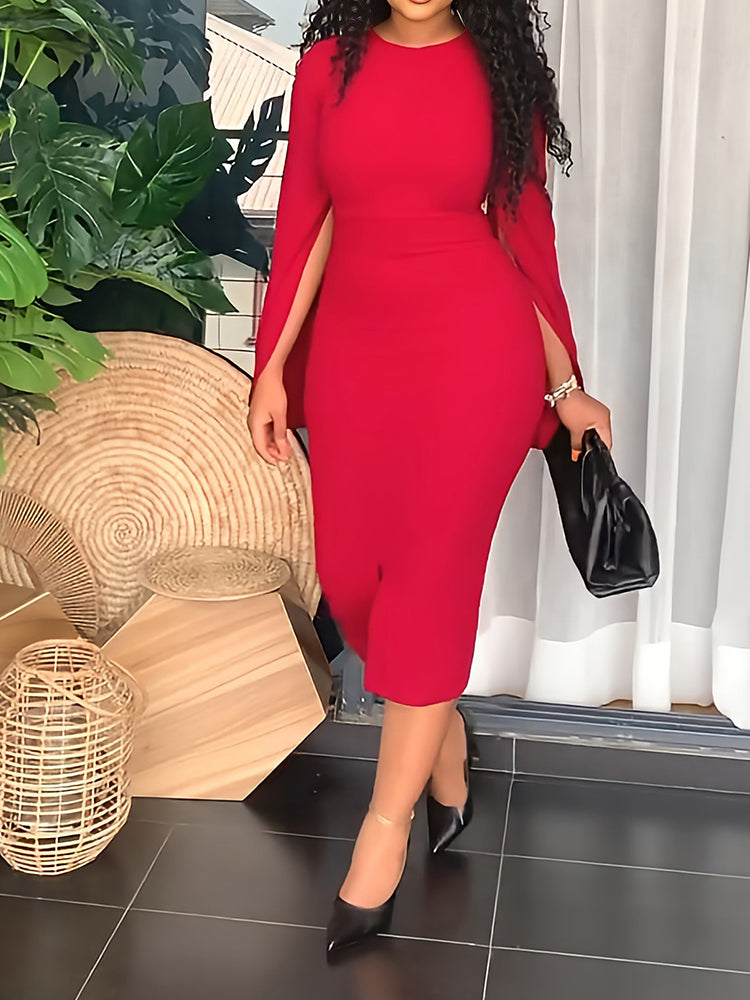 Cloak Split Sleeve Bodycon Midi Dresses