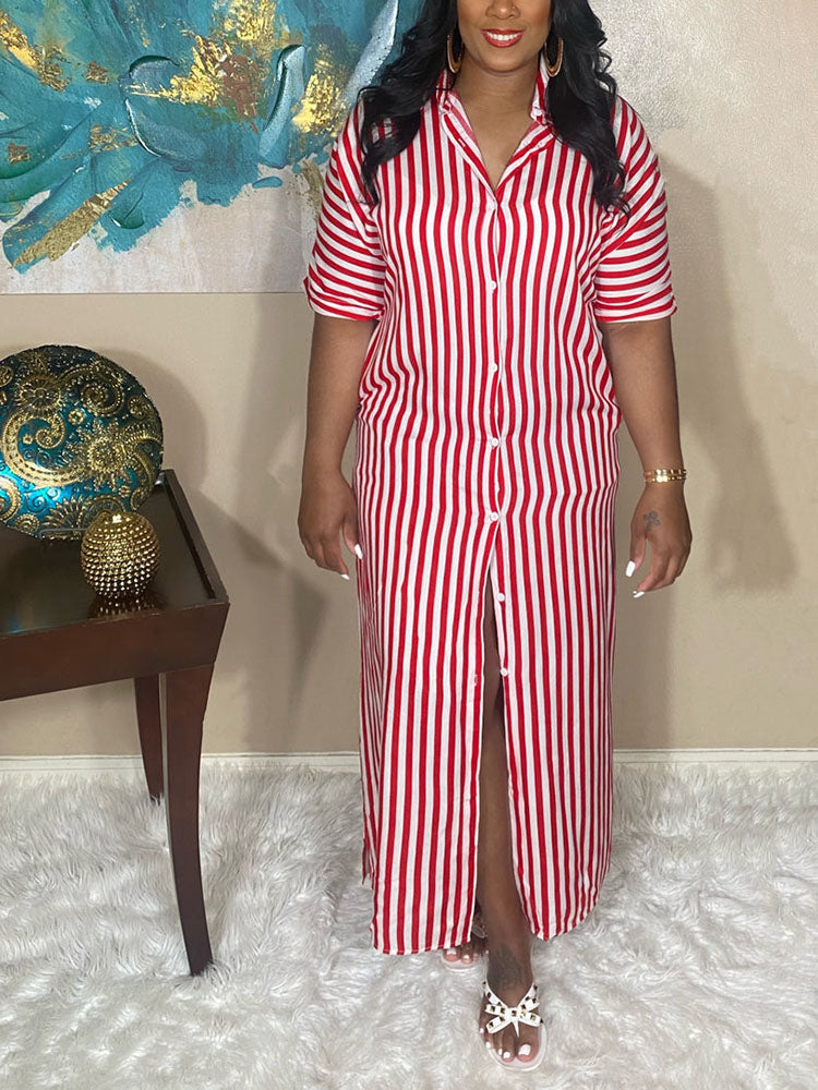 Striped Shirt Maxi Dresses