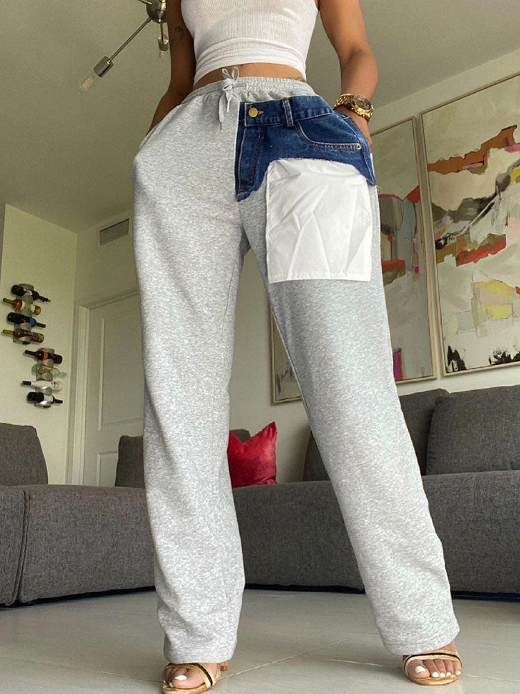 Mixed Up Denim Sweatpants