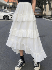 Irregular Tiered Midi Skirt