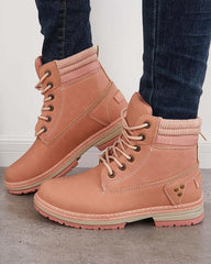Women's Casual Comfy Split Joint Lace-up Flat Martin Boots