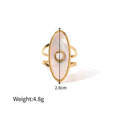 Women's 18K Gold Plated Mother of Pearl Ring