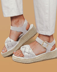 Women's Casual Braided Strap Adjusting Buckle Flat Sandals