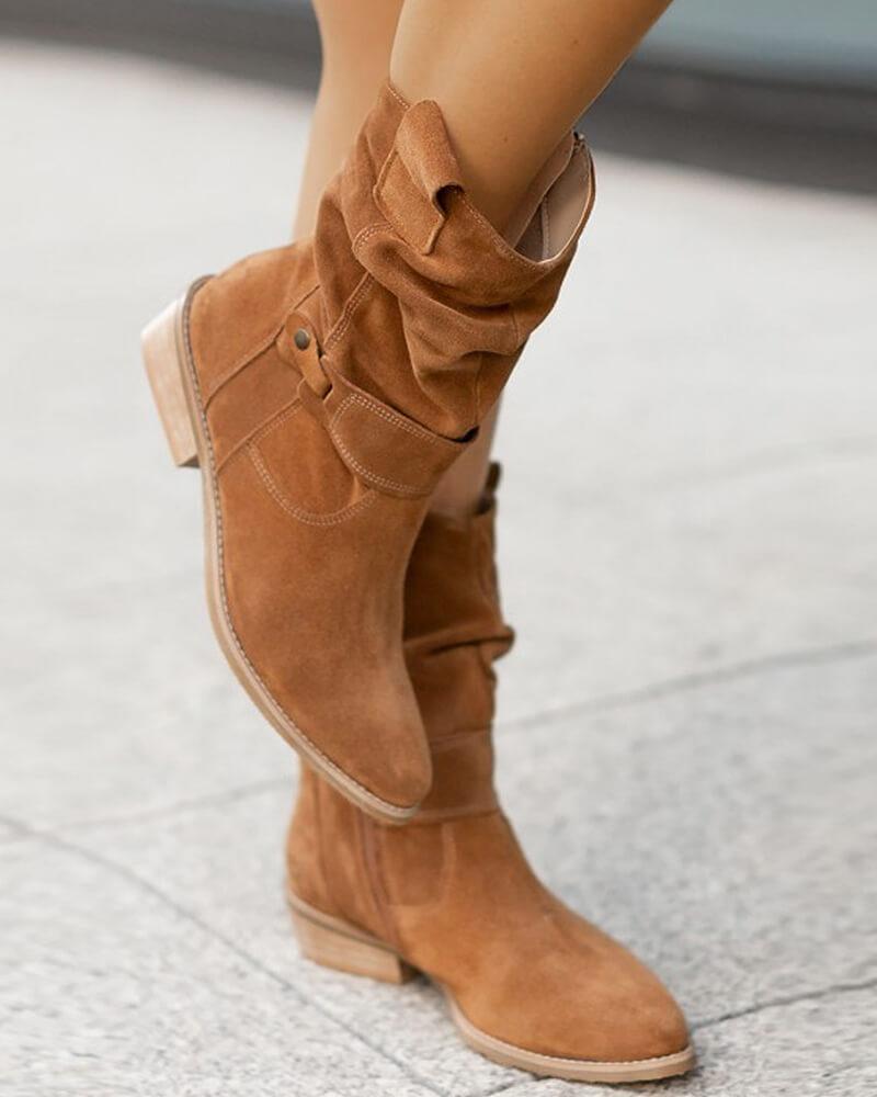Women's Casual Daily Simple Zipper Flat Boots