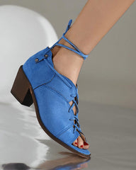 Women's Casual Daily Lace-up Chunky Heel Sandals