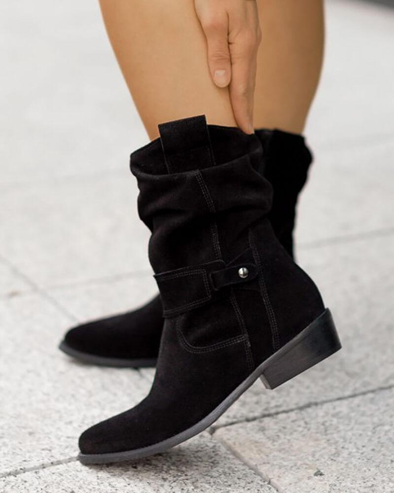 Women's Casual Daily Simple Zipper Flat Boots