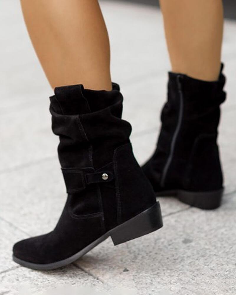 Women's Casual Daily Simple Zipper Flat Boots