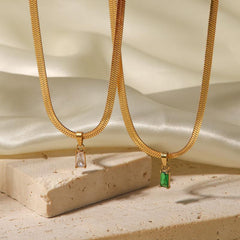 Women's Baguette Zircon Pendant Necklace